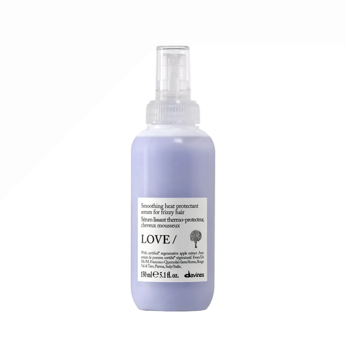 Bottle of Davines LOVE heat protectant serum