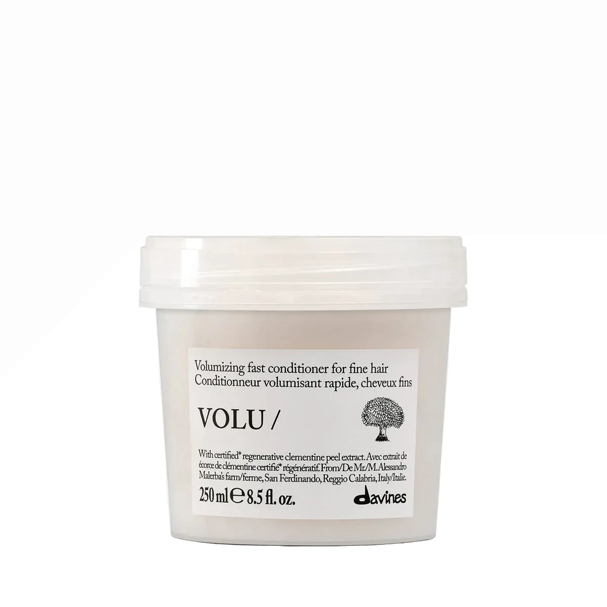 Davines Volu hair product container on a white background